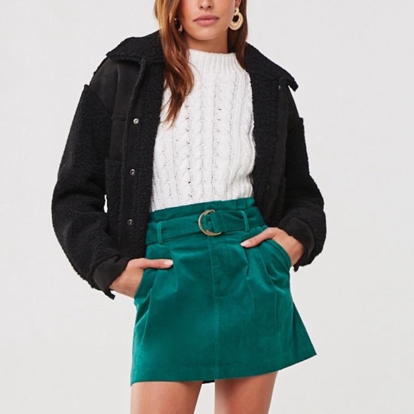Forever 21 Dresses & Skirts - Forever 21 green suede paperbag skirt NWT